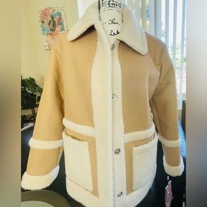 Avec Les Filles NWT Darylane Faux Shearling  Faux -Leather Women’s Coat XL